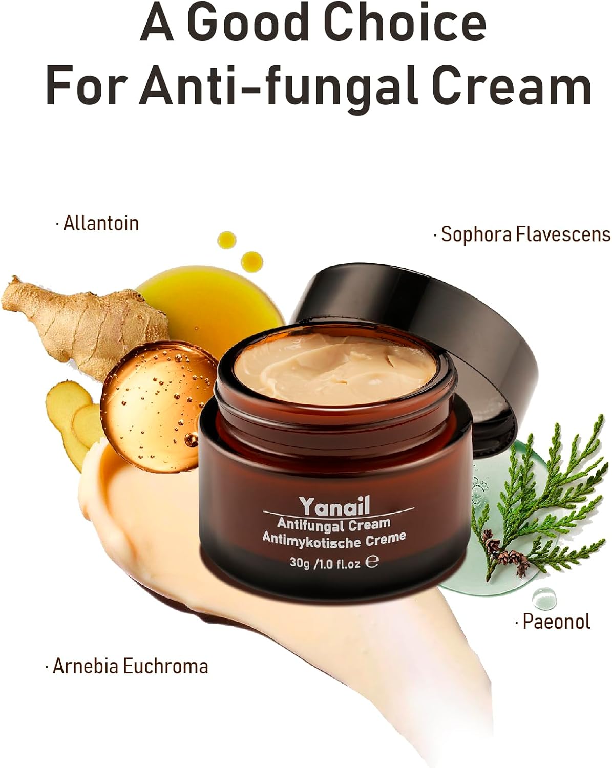 Yanail Antifungal Cream Jock Itch Cream Antifungal, Athletes Foot & Toenail Fungus Treatment,30ml