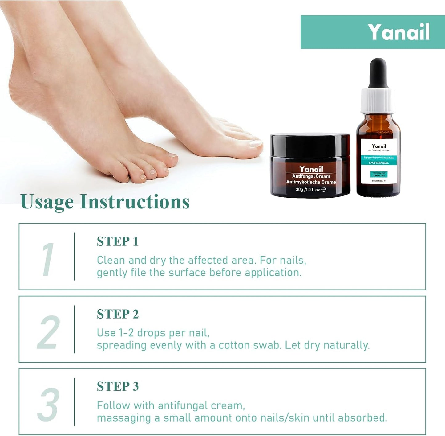Yanail Fungal Nail Treatment & Antifungal Cream for Toenail
